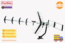 High-Performance Digital TV Antenna Directional Outdoor OTA VHF UHF + Splitter