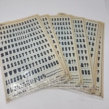 2x pages DECADRY RUB-ON BLACK DRY TRANSFER LETTERS 60pt Playbill Font Vintage