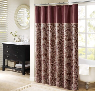 Aubrey Duschvorhang Mikrofaser Seidenimitat Kaschmir Jacquard Muster...