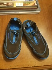 Youth Junior Speedo Surf Strider Pull-On Water Shoes-Medium 2/3-Black/Blue-VGUC 