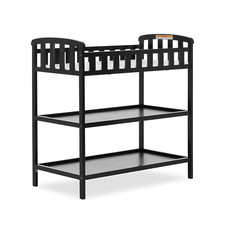 Emily Changing Table in Black, Comes with 1" Changing Pad, Features Two Shelves,