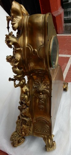 1840′ Pendule Rocaille en Bronze par Denier à Paris « Un Monde Aquatique » - Picture 3 of 8