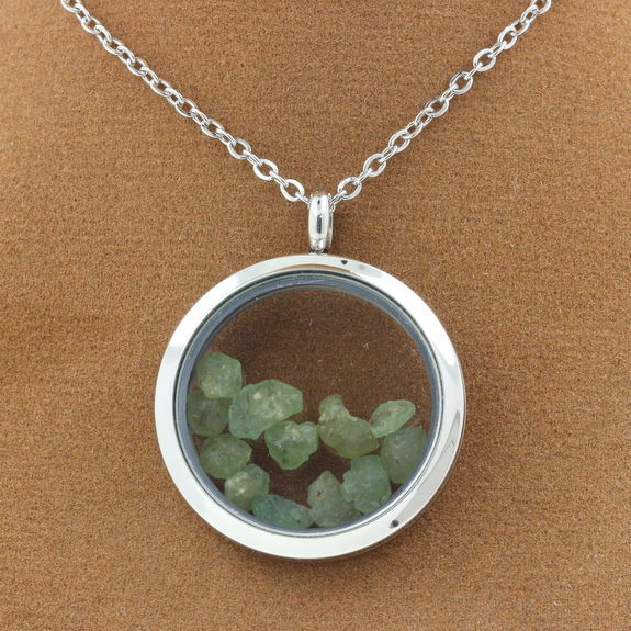 Collier Grenat Démantoïde brut, médaillon argent 20mm idéal pour offrir