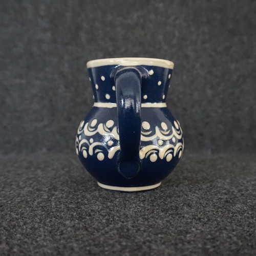 Art Pottery Pitcher Blue Earthy Cream Dots Swirls Glossy Germany? Small **READ - Picture 5 of 17