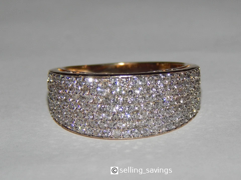 ANILLO DOMO BANDA ANCHA ORO AMARILLO 14K SONIA BITTON 1.25 tcw pavé diamante 9mm talla 7 Foto 4 de 4