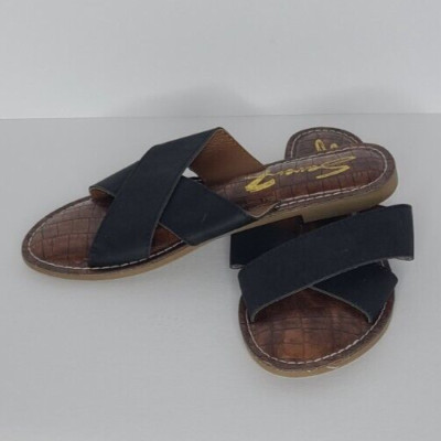 Seven7 Womens Jesse Size 10 Black Cross Strap Sandals Flip Flops Slip On