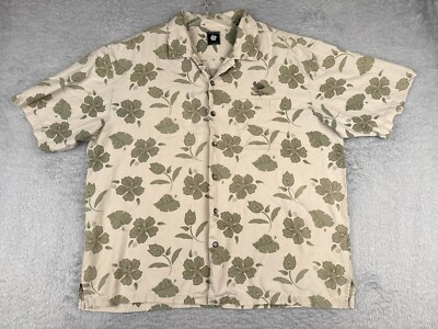 Aureus Shirt Adult 2XL XXL Ivory Floral Hawaiian Silk Blend Maui Country Club