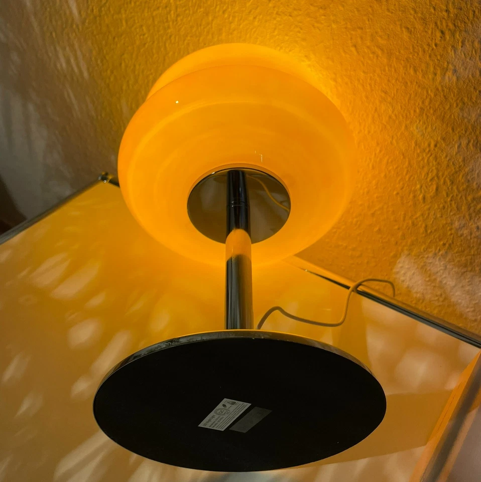 Space Age Tischlampe | 70er Retro Pilzlampe Vintage Stil | Glas & Chrom - Bild 4 von 4