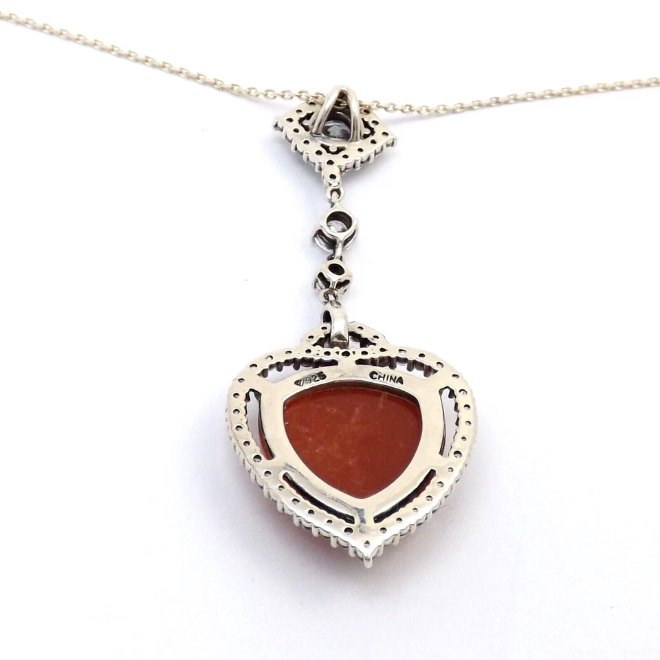 Colar pingente coração ágata prata esterlina diamante 20 polegadas Suzanne Somers - Imagem 4 de 4