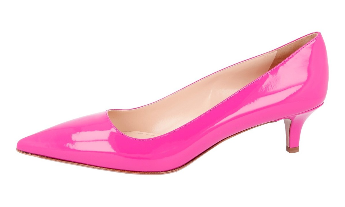 PRADA PUMPS SHOES GLOSSY PINK PATENT LEATHER POINTED US 9.5
