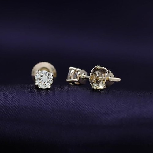 0.20 Ct / 0.25Ct Diamond Stud baby Earrings Lab Grown 14k Yellow Gold - Picture 20 of 23