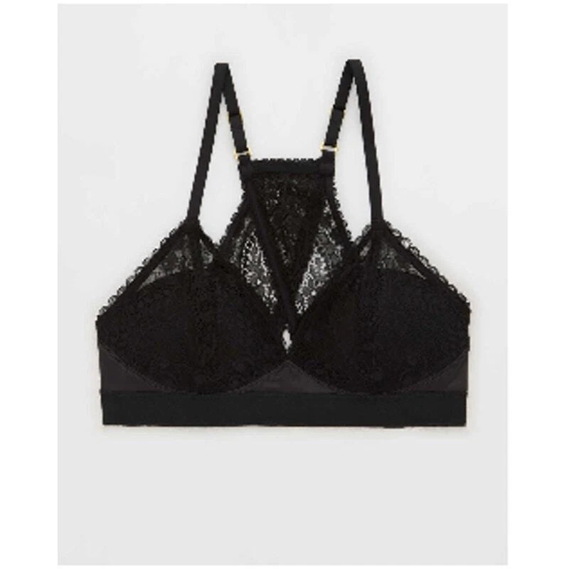 Sujetador Aerie Real Power Dorado Inalámbrico Push Up Paisley Encaje Talla 34D Foto 3 de 4