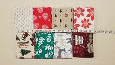 Lot of 8 Half Yards CHRISTMAS PATTERNS Reindeer Tree Holly Snowmen Cotton Fabric