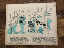 Vintage HUMOR CARTOONIST David Gerard Illustrated Art MEN SMOKING LADIES GOSSIP