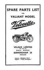 (1421) Velocette Valiant parts list 