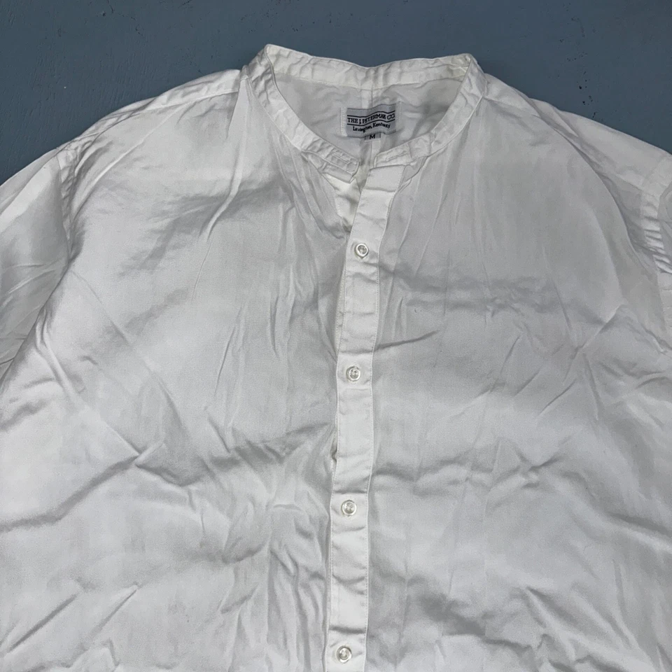 Vintage J Peterman Poet Shirt Men M White Popover Button Down Shirt Collar Less - Image 2 of 4