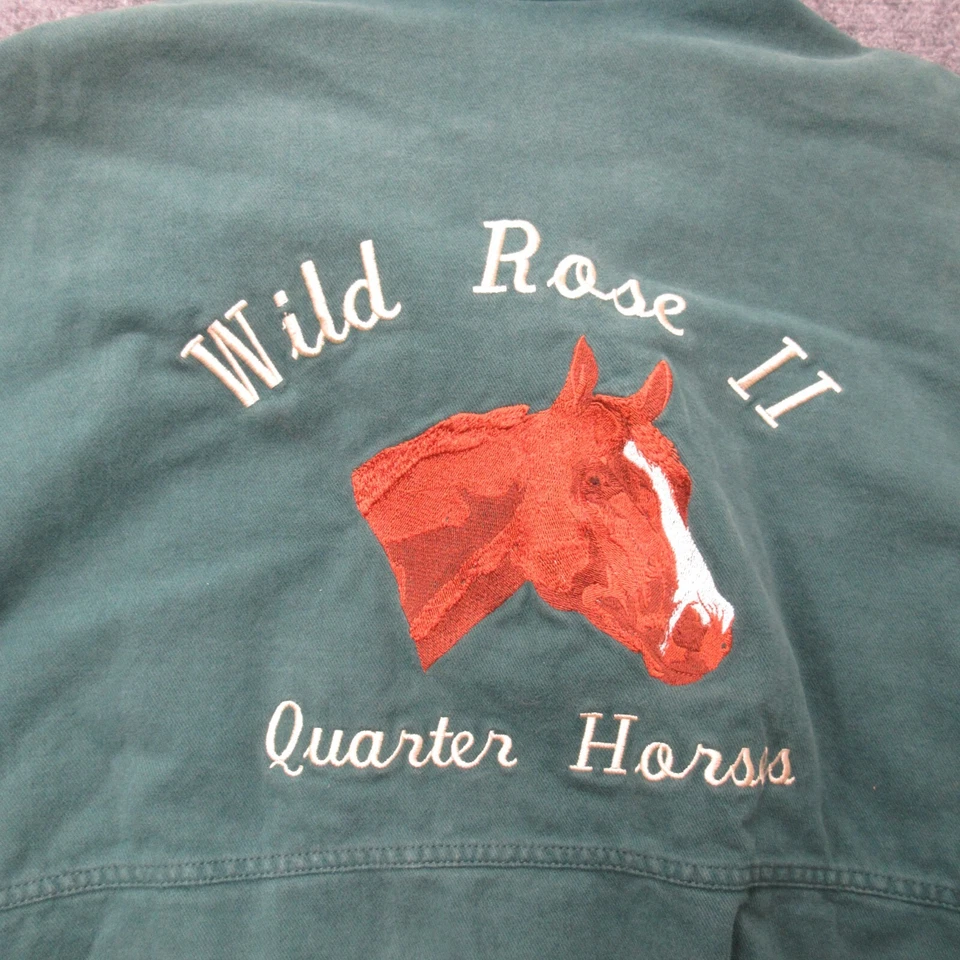 Chaqueta De Colección Hombres XL Verde Lona Detroit Caballo Vaquero Western Abrigo Bordado EE. UU. Foto 2 de 4