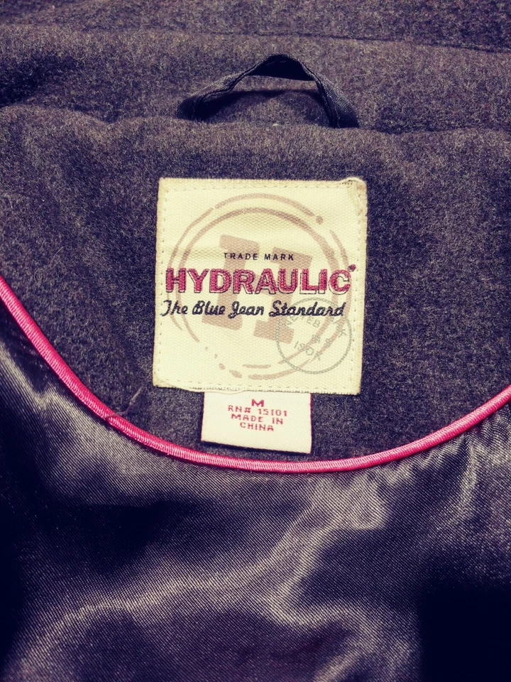 Hydraulic Pea Coat Womens Medium Gray Jacket Mid Length Pockets Button Down Size - Image 3 of 4