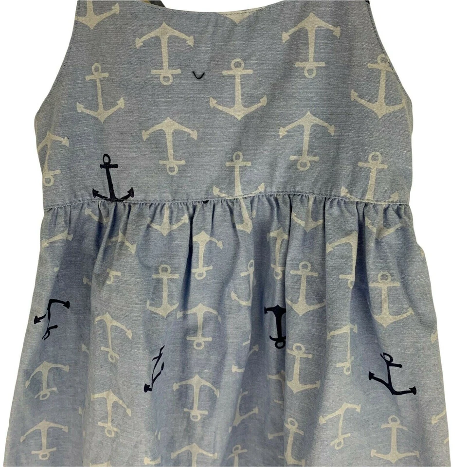 Nautica Girl's Size 5 Sun Dress Anker Print Nautical Spaghetti Straps - Image 2 of 4