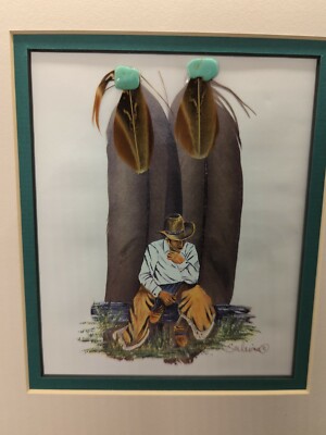 Art Print *SIGNED* Southwestern Turquoise Stones and Feathers