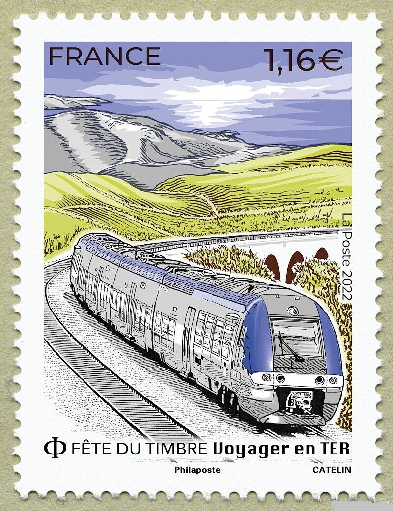 France 2022 stamp day Traveling by train mnh zug TER bridge 1v SALENEW very popular! Fashion