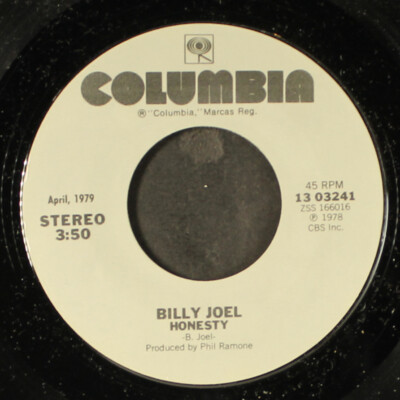 BILLY JOEL: honesty / sometimes a fantasy COLUMBIA 7'' Single 45 RPM