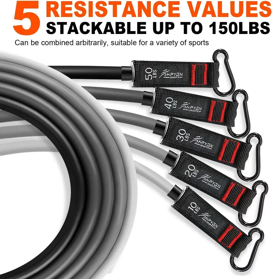 Conjunto de 11 PIEZAS Bandas de Resistencia Yoga Pilates Abdominales Ejercicio Fitness Tubo Bandas de Entrenamiento Foto 2 de 4