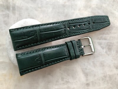 21mm/18mm Green Alligator Crocodile Embossed Leather Watch Strap Band