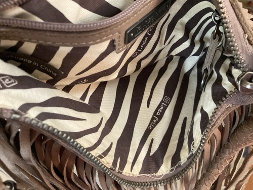 bolso linea pelle cuero topo doble flecos - Imagen 6 de 6