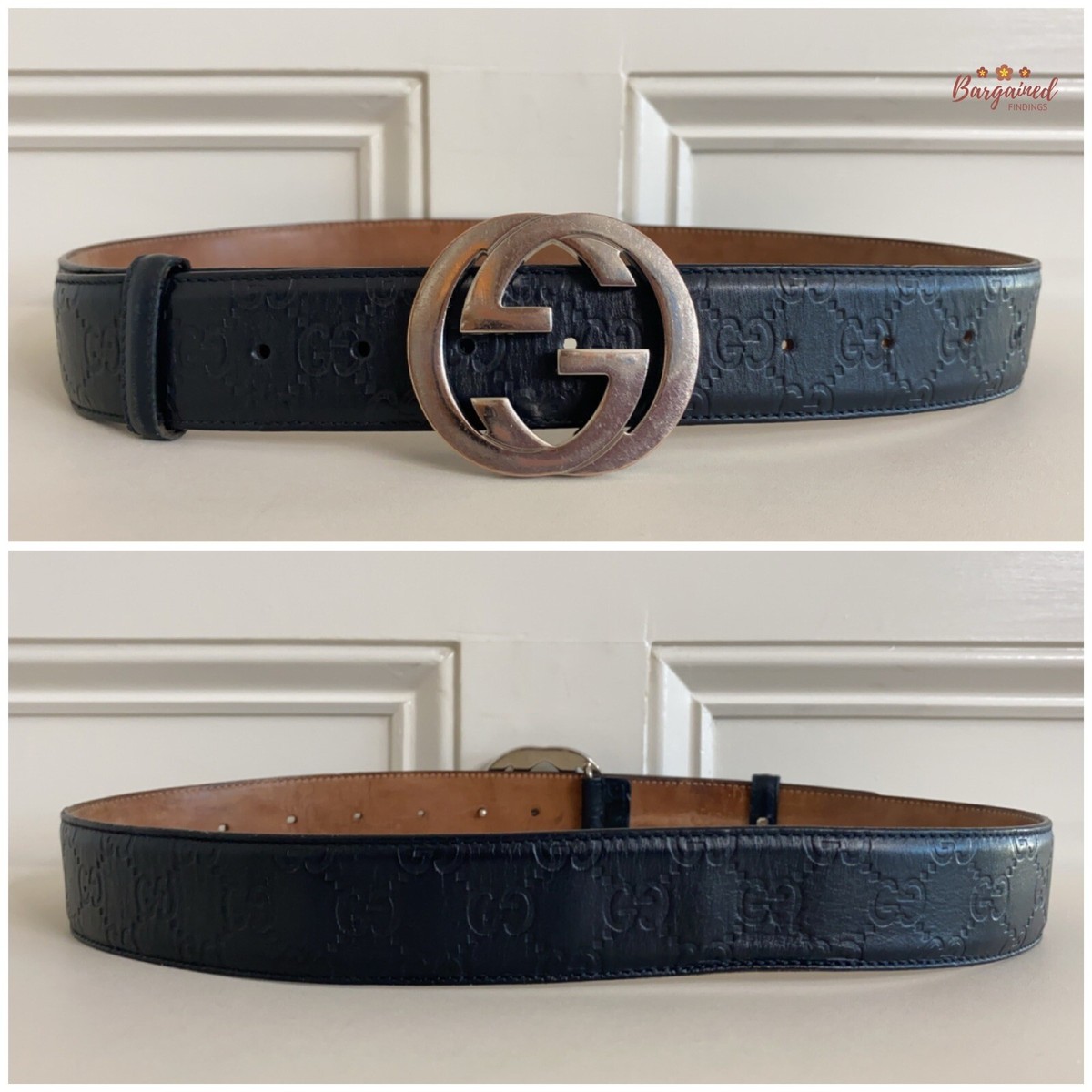 Gucci Guccissima Black Leather Belt Silver Tone Buckle Italy Size 90 36 Leather Gucci Guilty Belt Womens Gucci Black Guccissima  main image 2