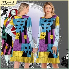 The Nightmare Before Christmas Cosplay Sally Costume Women Long Sleeve Dress
