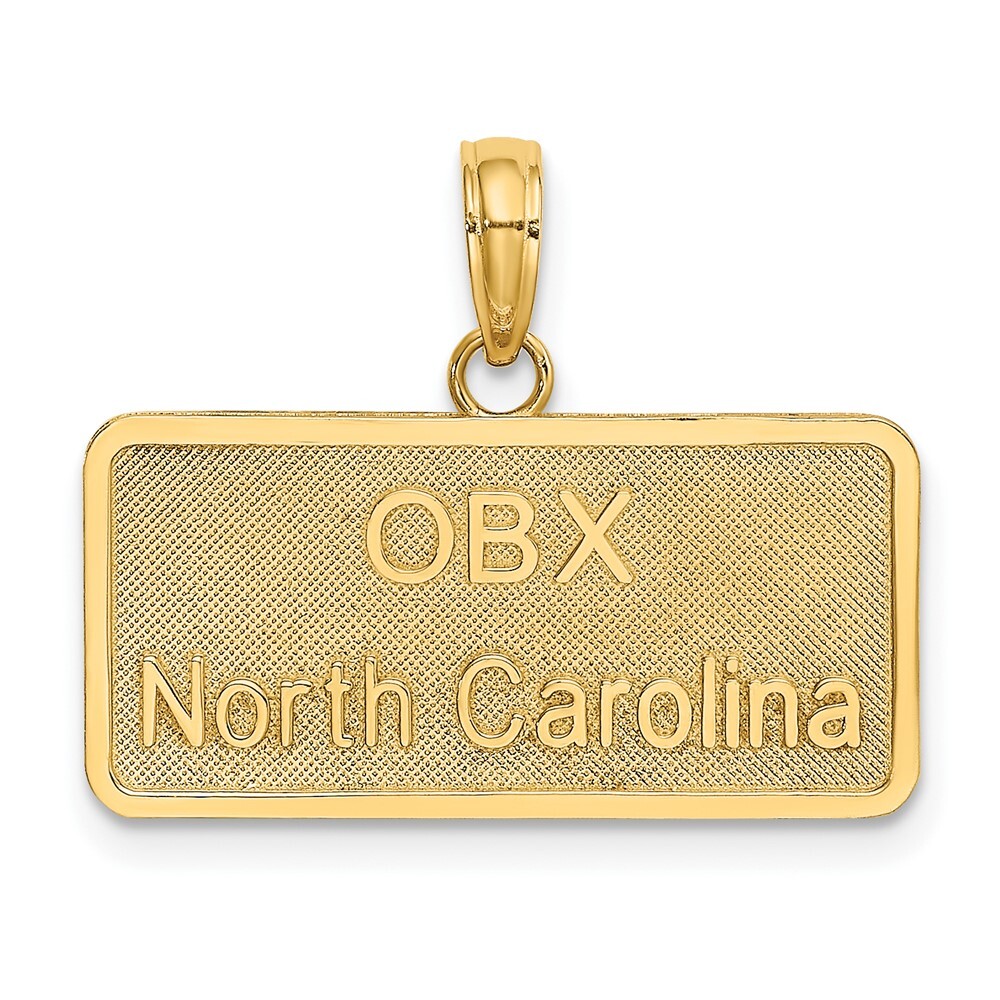10K Yellow Gold OBX NORTH CAROLINA License Plate Charm Pendant 2.17gm L-17.8mm