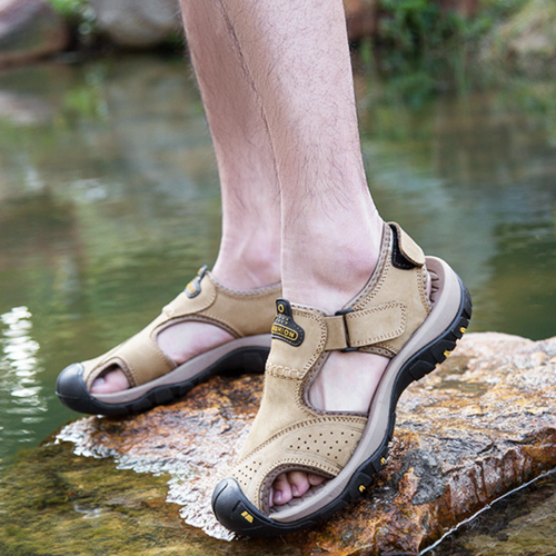 Mens Outdoor Sandals Summer Open Toe Sports Leather Sandal Hiking Water  Shoes | eBay