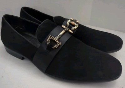 Aldo Men's Black Popluxe Suede Loafer Dress Shoes US 10.5 Metal Money Flex Sole