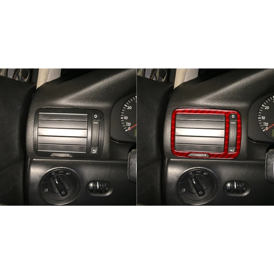 Cubierta de ventilación de aire para tablero de instrumentos de fibra de carbono rojo para Volkswagen Passat 1996-06 Foto 4 de 4