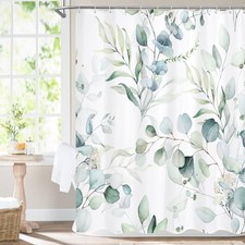 Spring Floral Shower Curtain, Modern Plants 72"W x 72"L Pack of 1 Sage Green