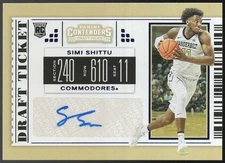 2019 Contenders Draft Picks SIMI SHITTU "DRAFT TICKET" Autograph Rookie Auto #96