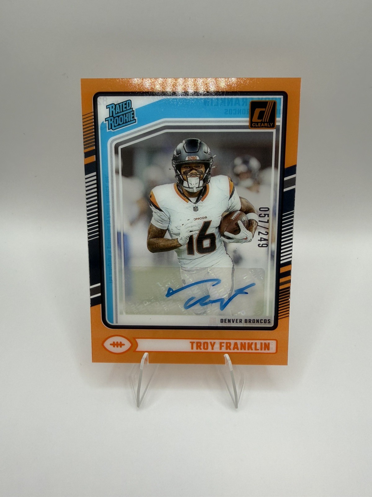 2024 Panini Clearly Donruss - Rated Rookie Troy Franklin #82 Orange Auto /249