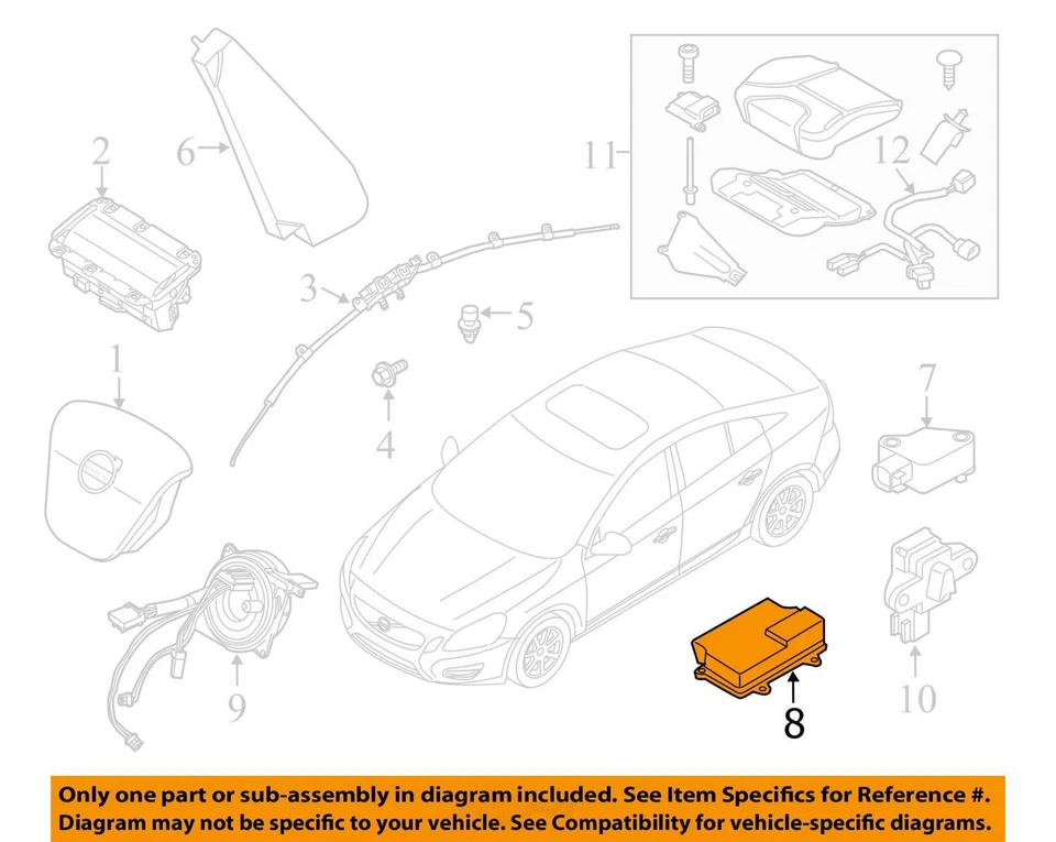Módulo de control de sensor de seguridad Volvo S60 2014-2015 OEM Foto 3 de 4