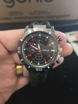 Emak Watch Black & Red Compass Modern Stylish needs battery 