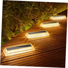  Solar Deck Lights 4 Pack, Driveway Dock LED Light Solar Warm White 4Pack