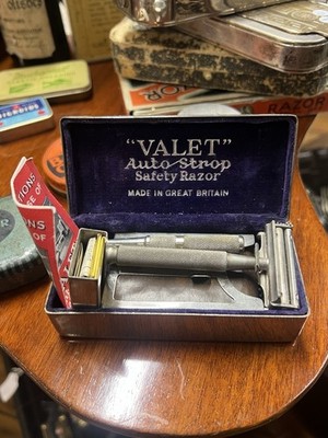 Kompletter Vintage Valet Auto Strop Rasierhobel