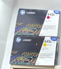 Lot of 2, New, Genuine OEM, HP LaserJet 643A, Magenta/Yellow Toner