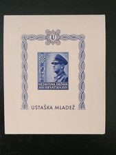 Croatia 1943 - Ante Pavelic NDH Mi Block 4B imperf mini sheet mint hinged