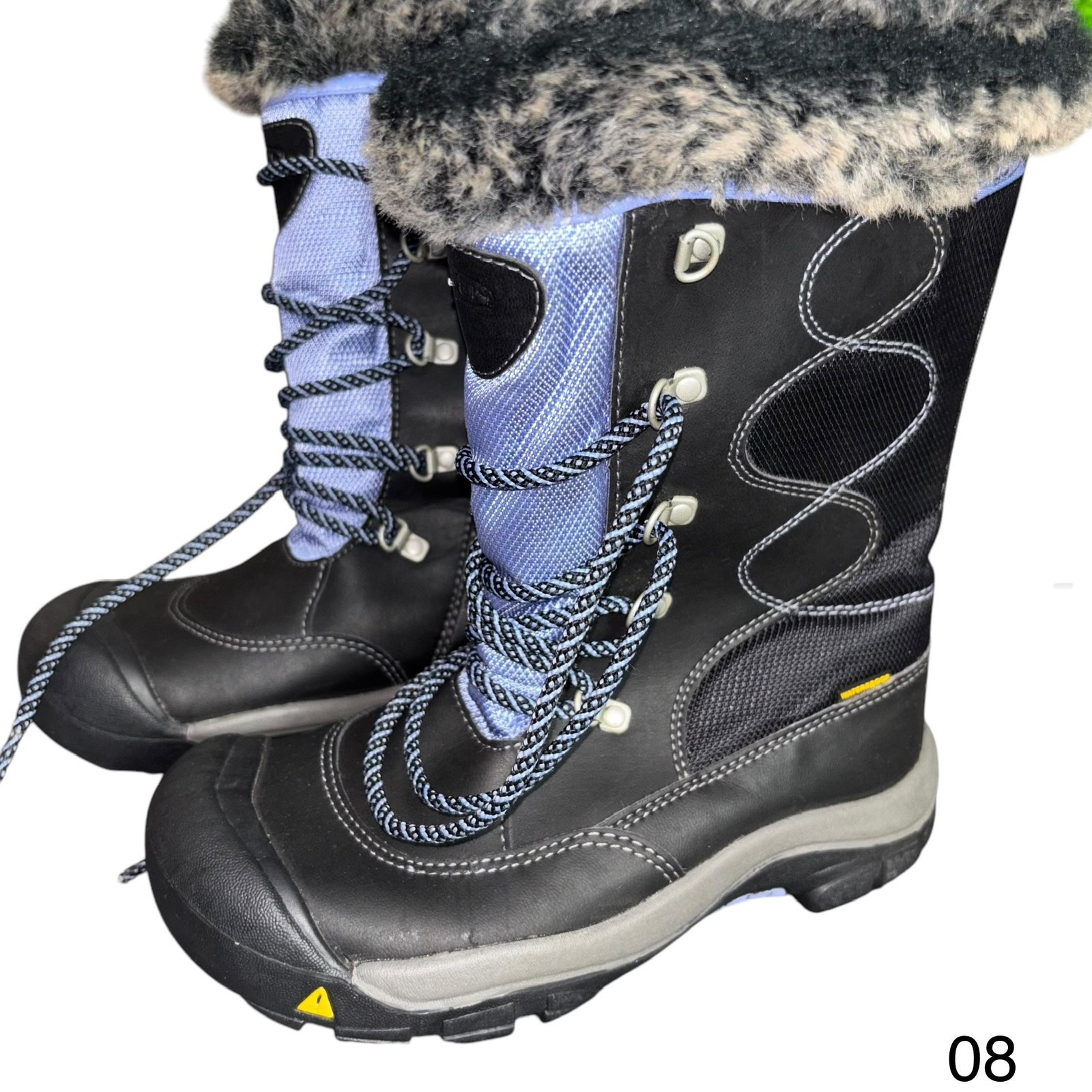 Stivali da neve Keen Kelsey giovani ragazze taglia 3 impermeabili isolati bordo pelliccia sintetica