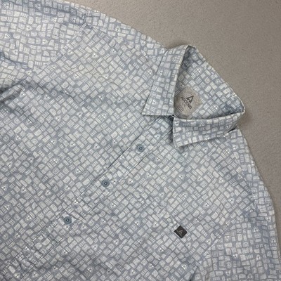 ASCEND Men's Button-Down Shirt Blue L Short Sleeve Comfort Travel Organic Cotton