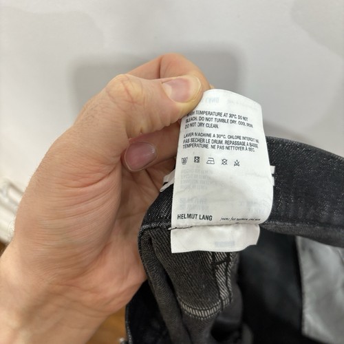 Pantalones de mezclilla Helmut Lang negros ajustados de algodón elásticos con cremallera recta unisex - Imagen 12 de 13