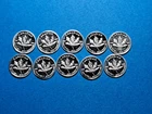 (10) 1 GRAM 0.999+ PURE SILVER ROUND CANADIAN MAPLE LEAF