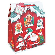 Christmas Gift Bag with Gift Tag Santa's Grotto 33cm x 26.5cm x 14cm