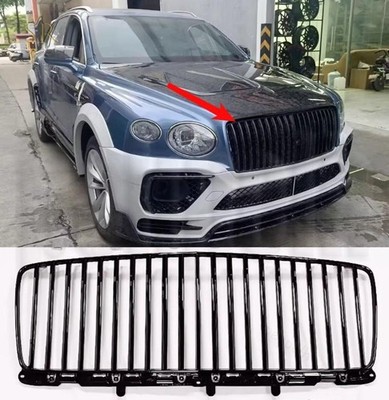 GlossBlack Front Bumper Vertical Bar Style Grille For 2020-2024 Bentley Bentayga